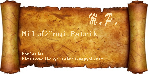 Miltényi Patrik névjegykártya